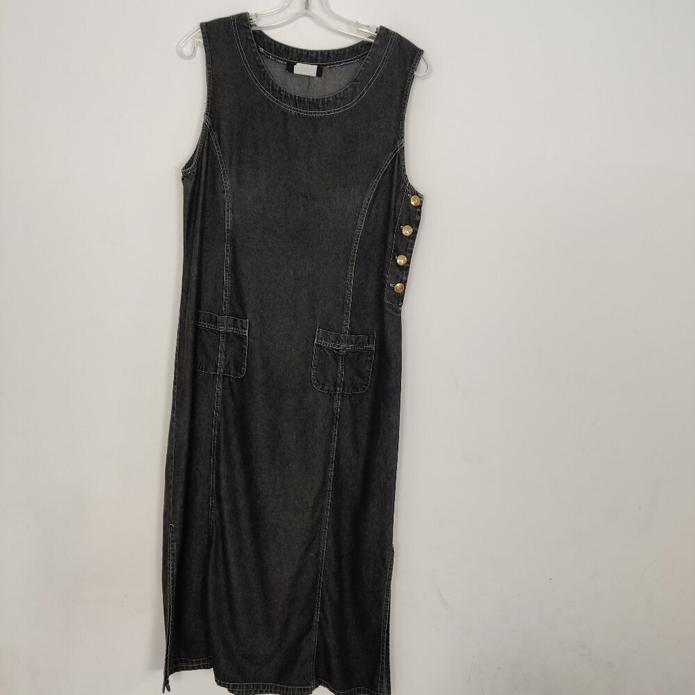 ABK Vintage Women's Maxi Dress Size 10 Gray 100% Tencel Lyocell 90s Style Goth